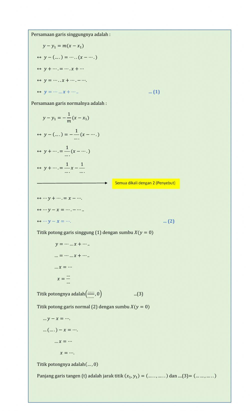 Gradien dan Persamaan Garis Singgung
