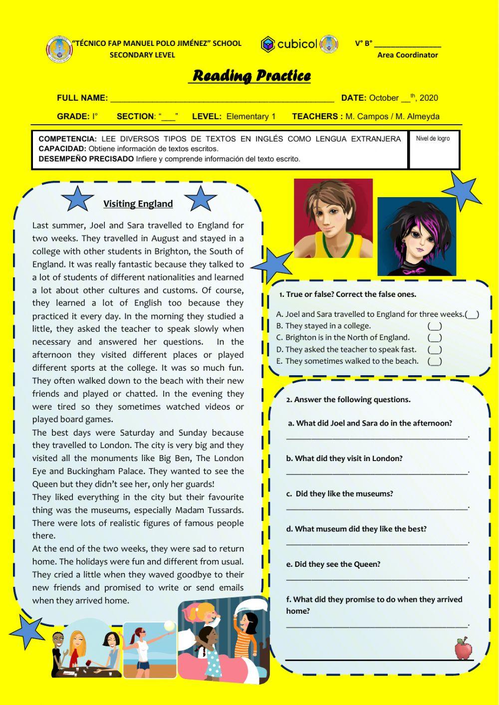 Visiting England Reading