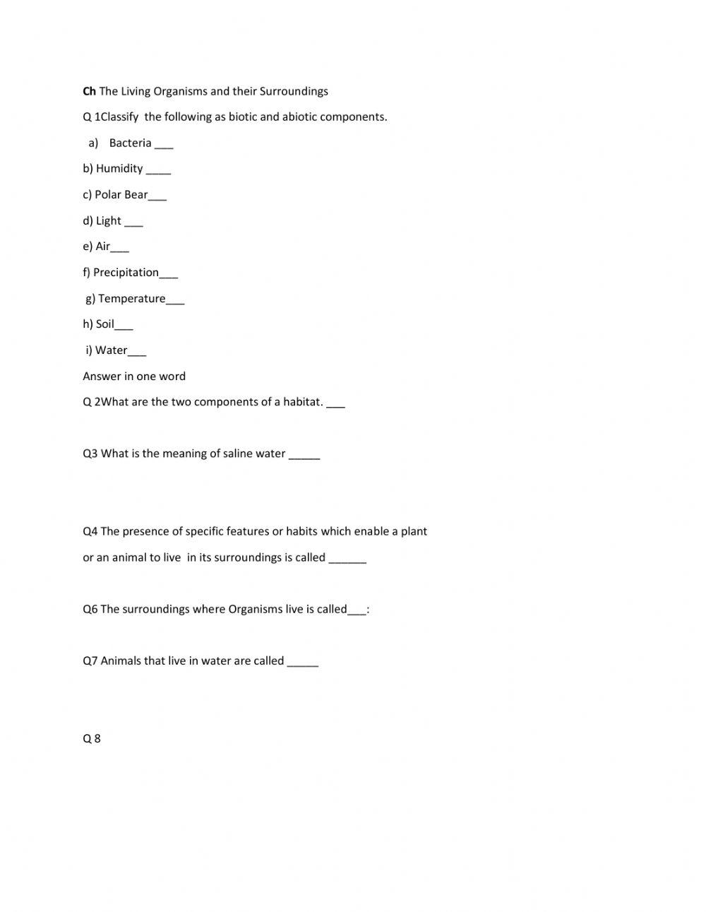 The living organism and their surroundings