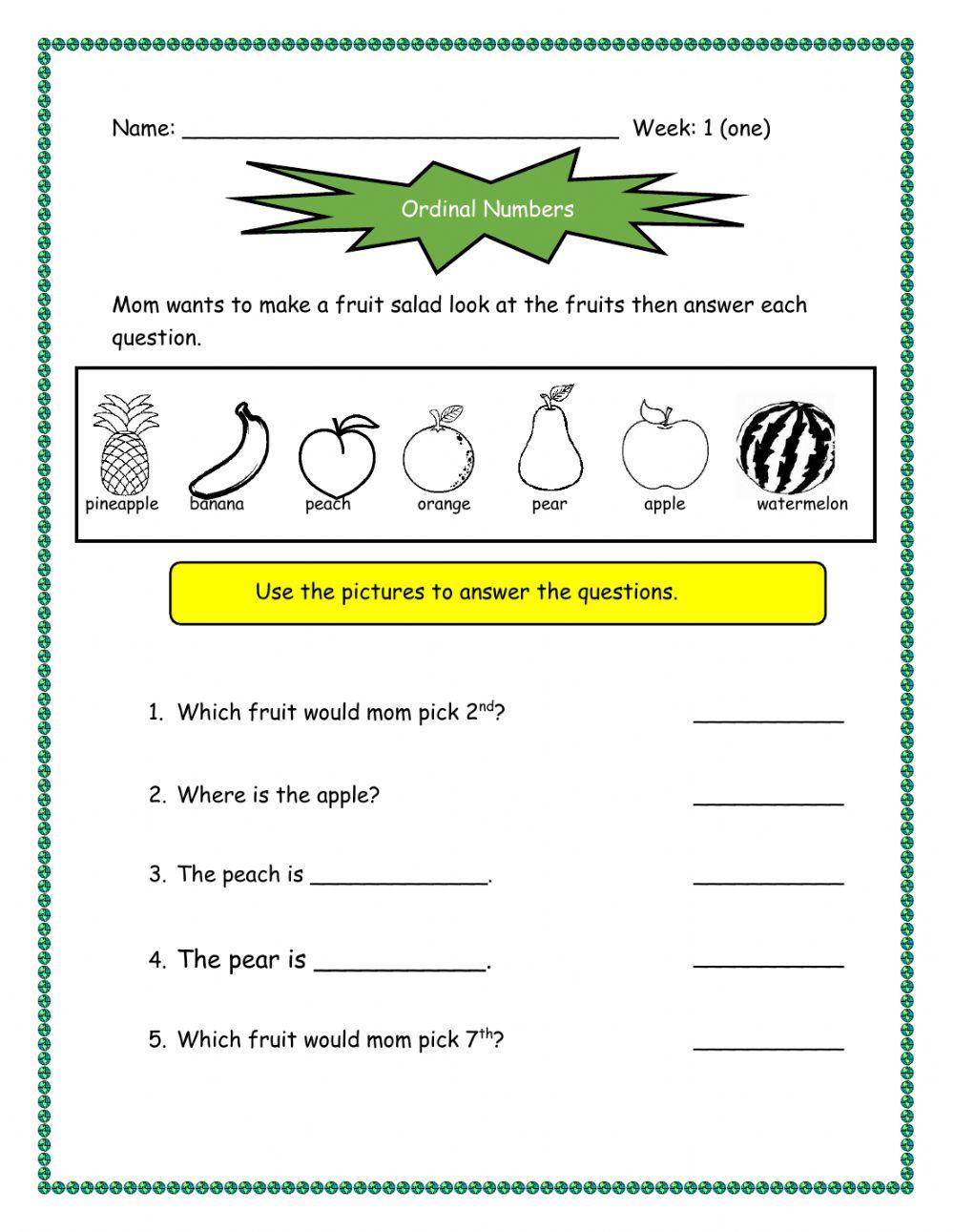 Ordinal Numbers Application