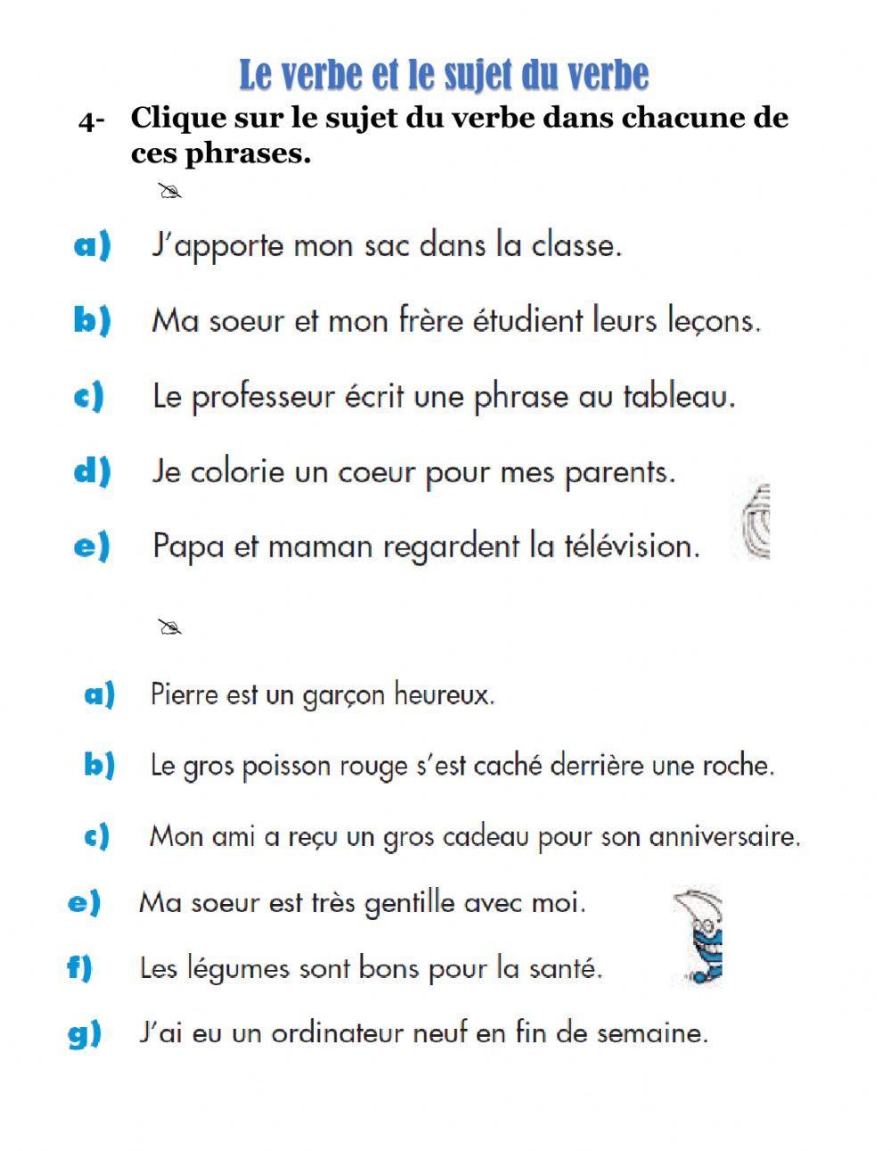 Le verbe et le sujet du verbe