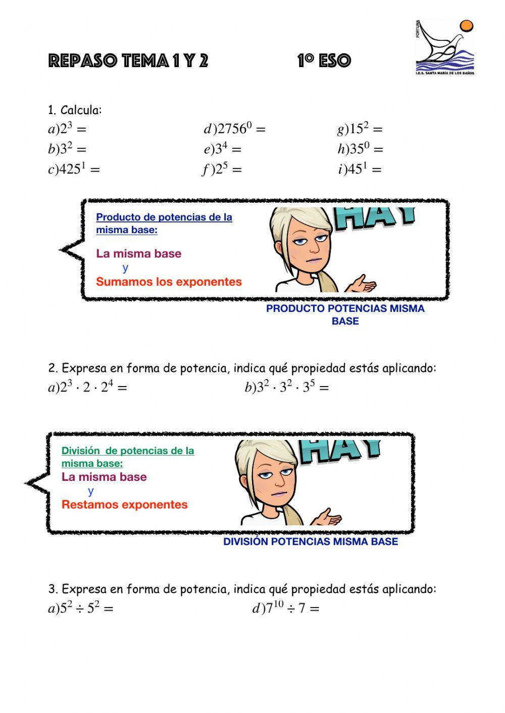 Repaso naturales y potencias