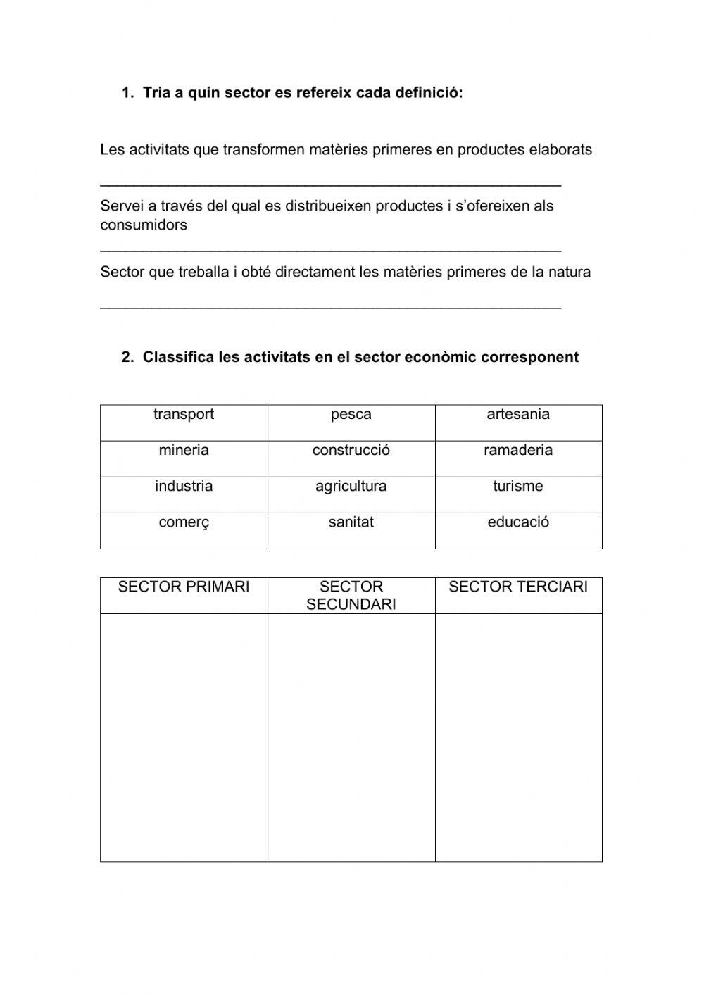 Els sectors econòmics