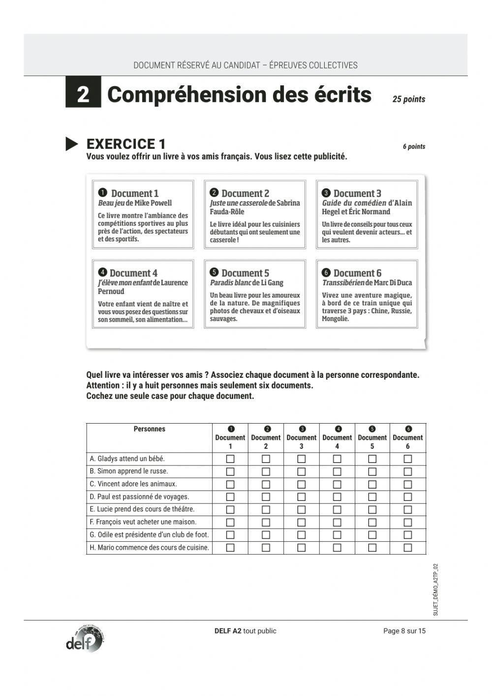 428936 delf a2 sujet 6 flecristina liveworksheets