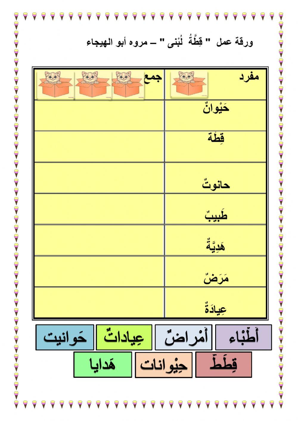 قِطَّة لبنى - عكس وجمع الكلمات