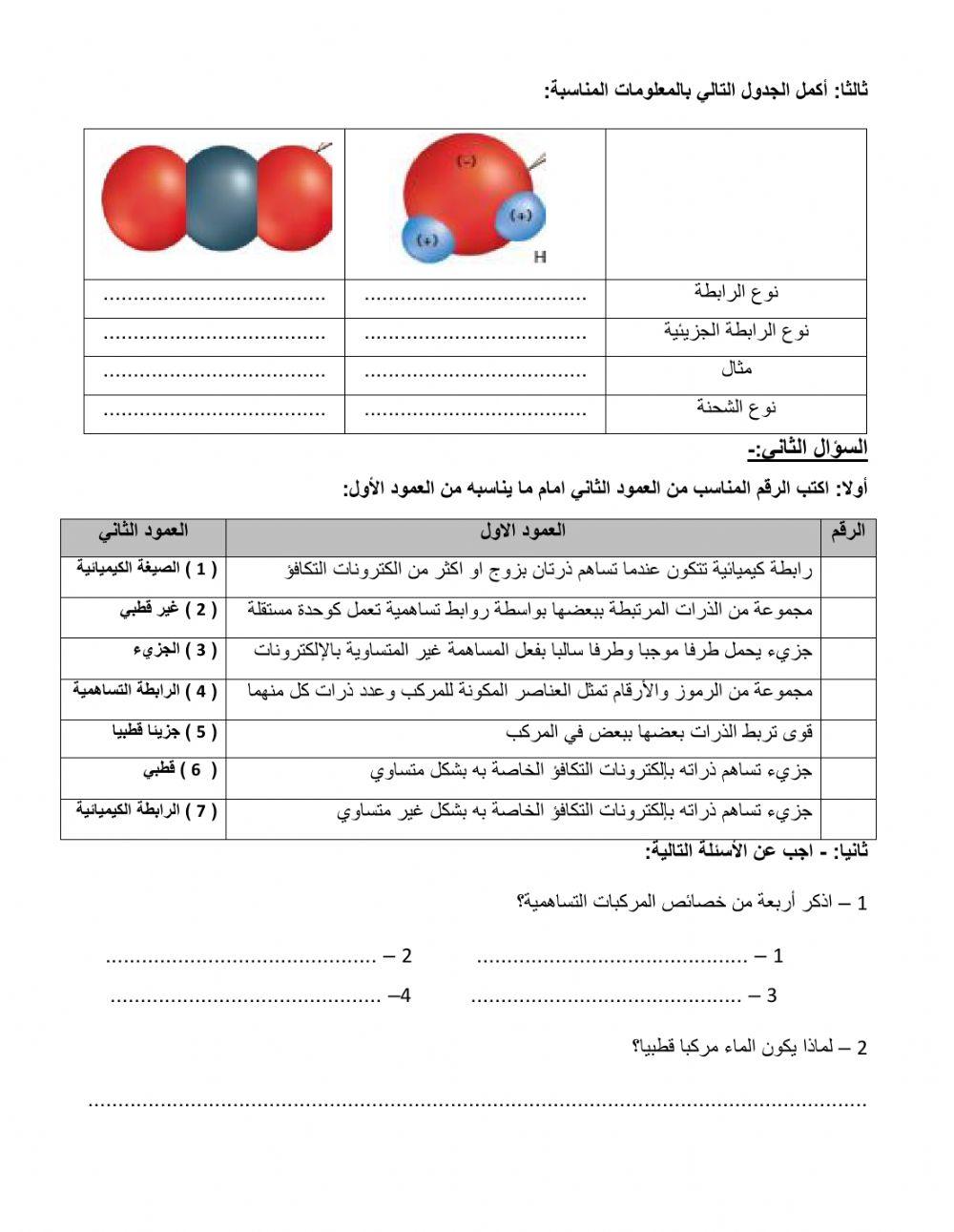 المركبات والصيغ الكيميائية