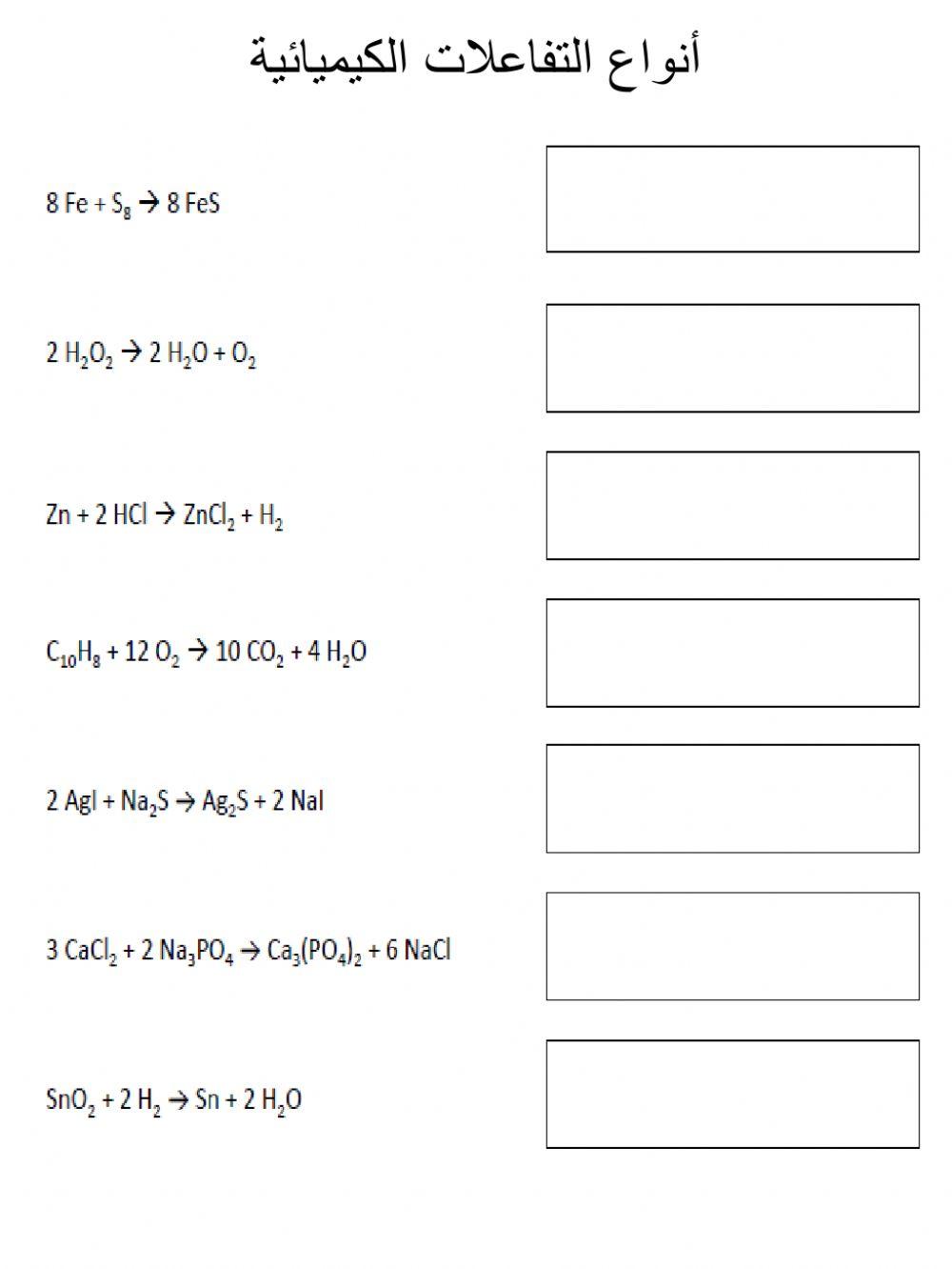 أنواع التفاعلات