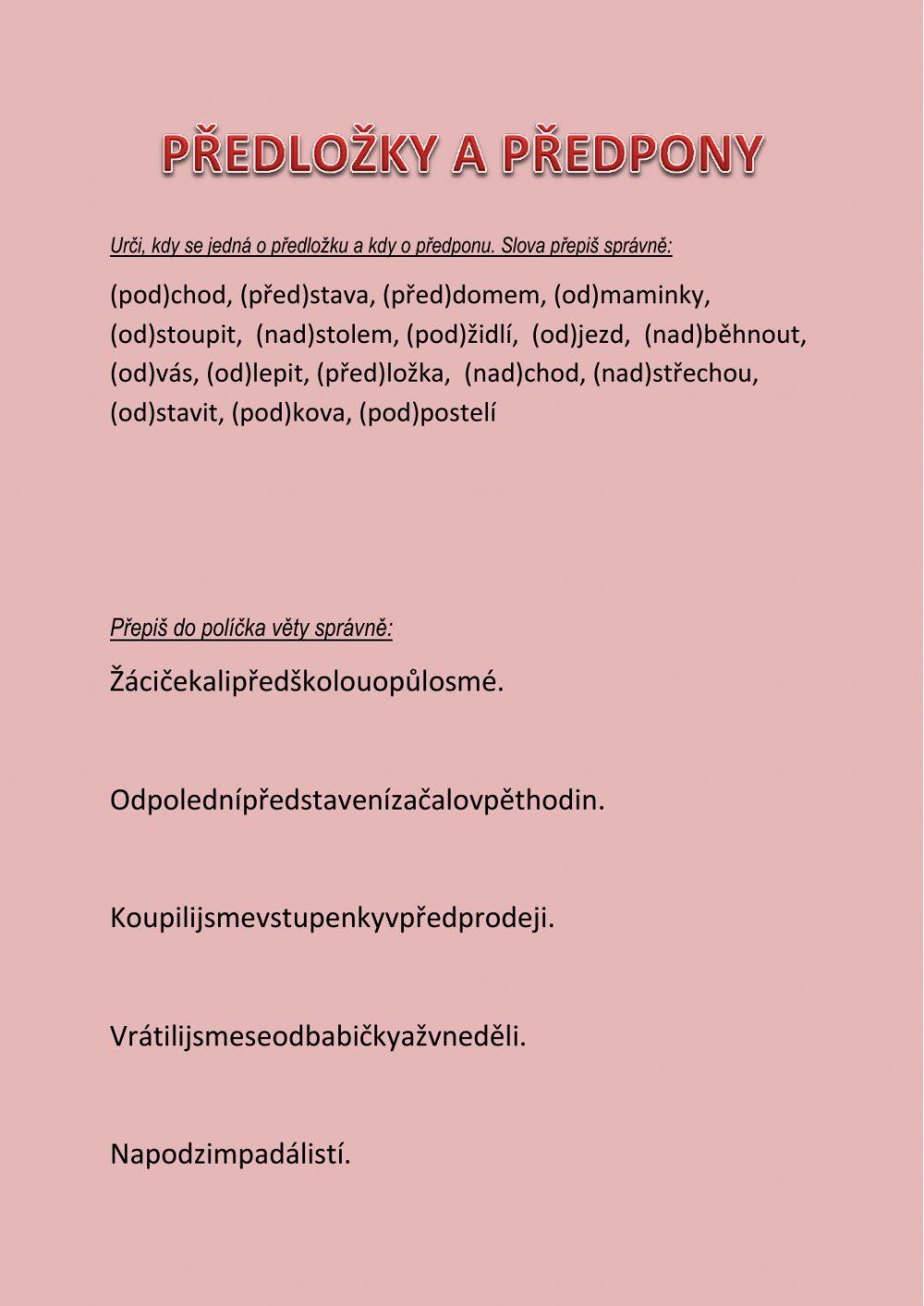 ČJ - předložky a předpony