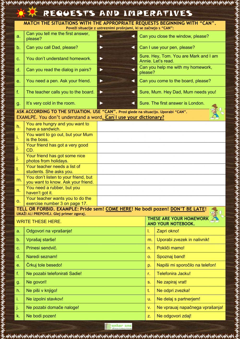 Requests and imperatives Requests and imperatives
