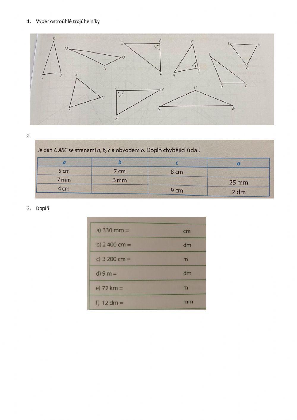 Trojúhelníky a jednotky délky
