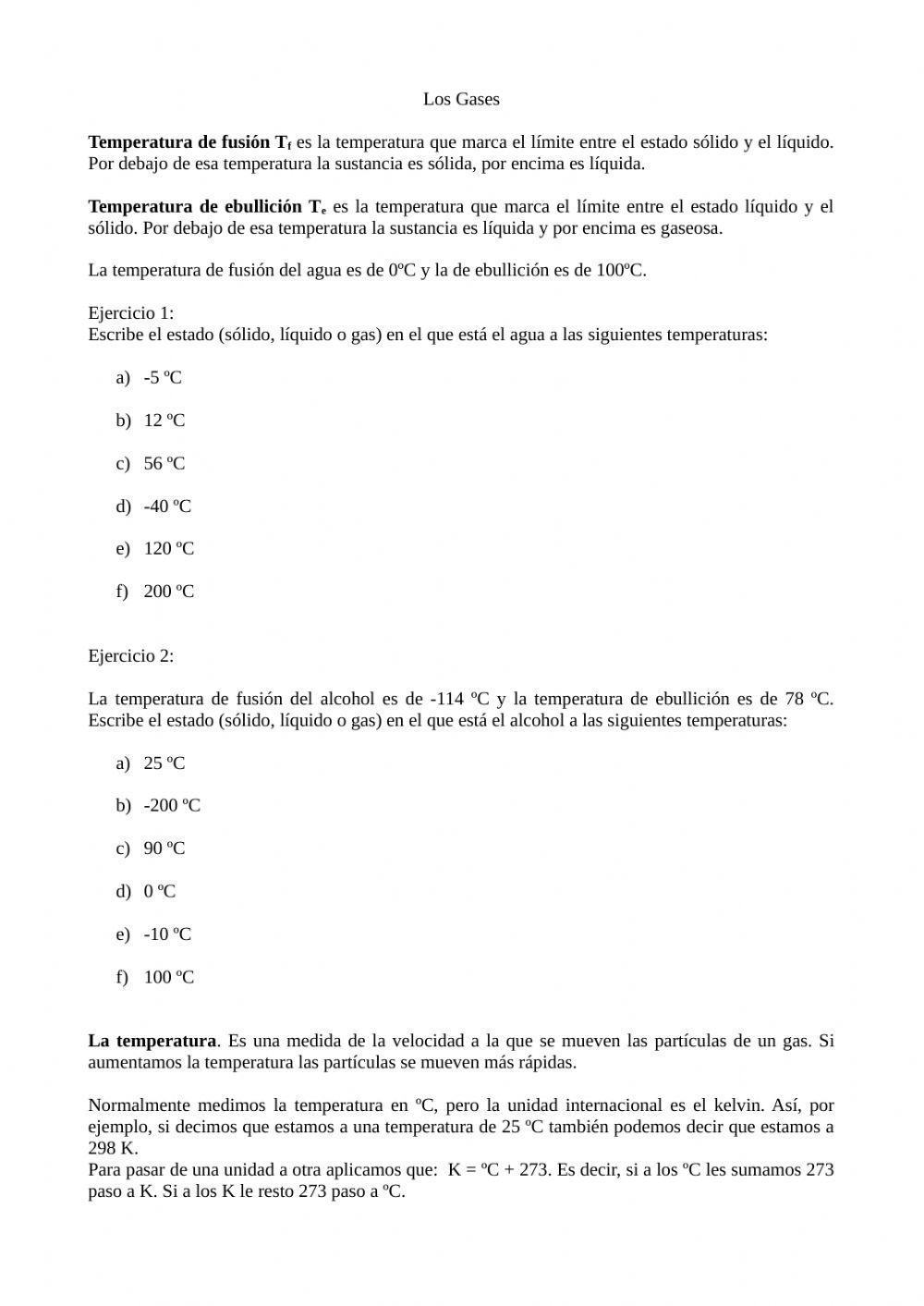 Temperatura y cambios de estado