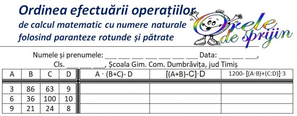 Operații de calcul matematic cu paranteze 1