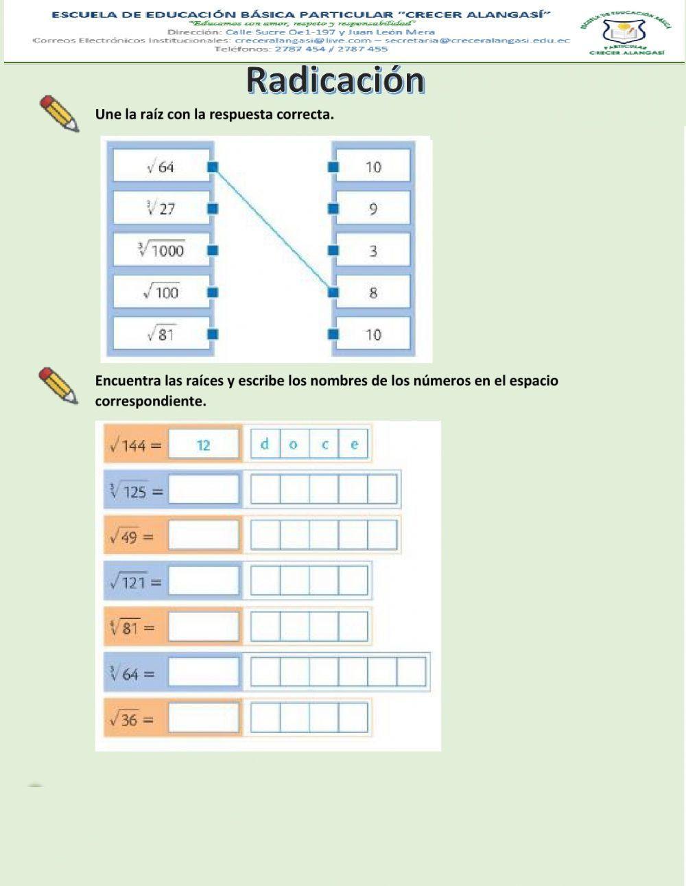 Ejercicios de Radicación