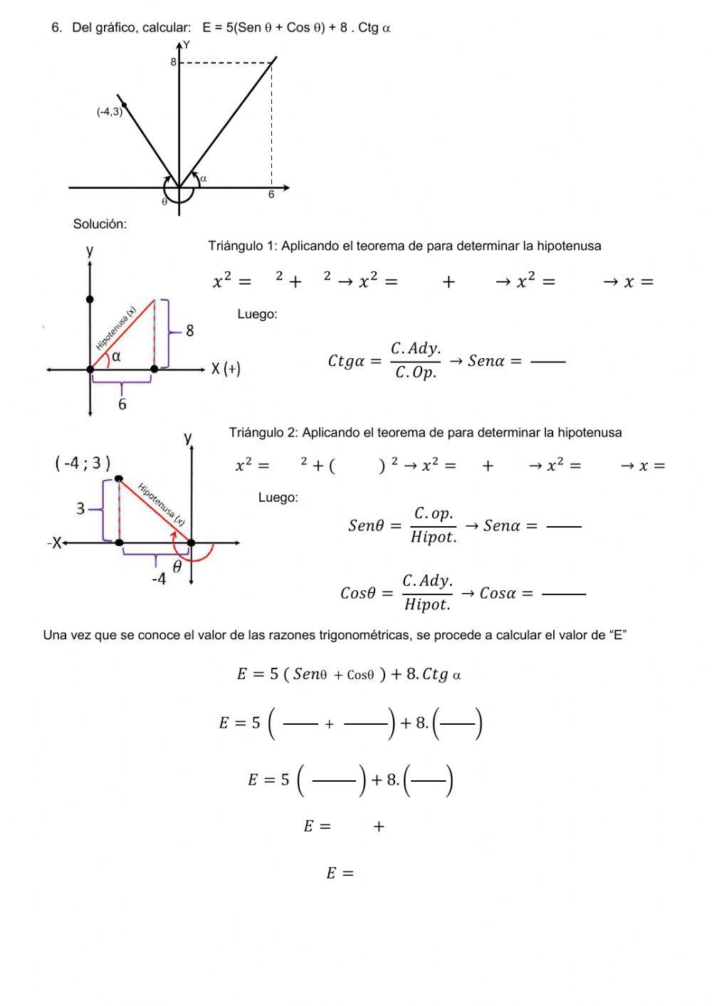 Razones trigonométricas de ángulos cuadrantales
