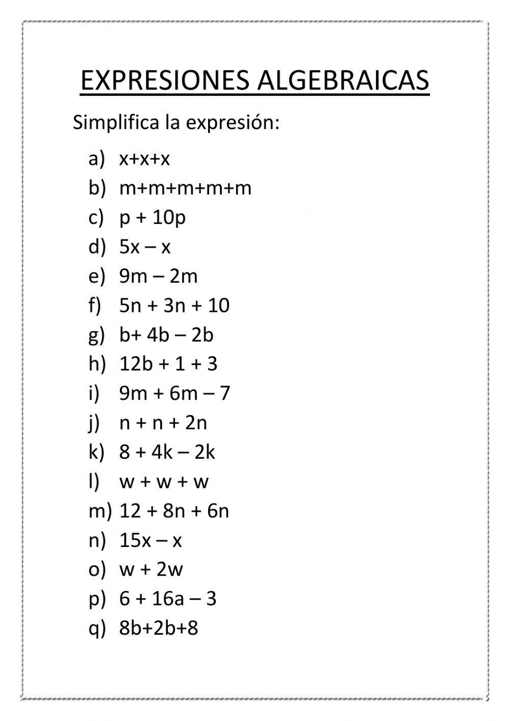 Expresiones algebraicas