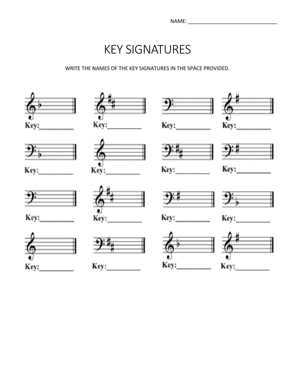 Key signatures c-f-g
