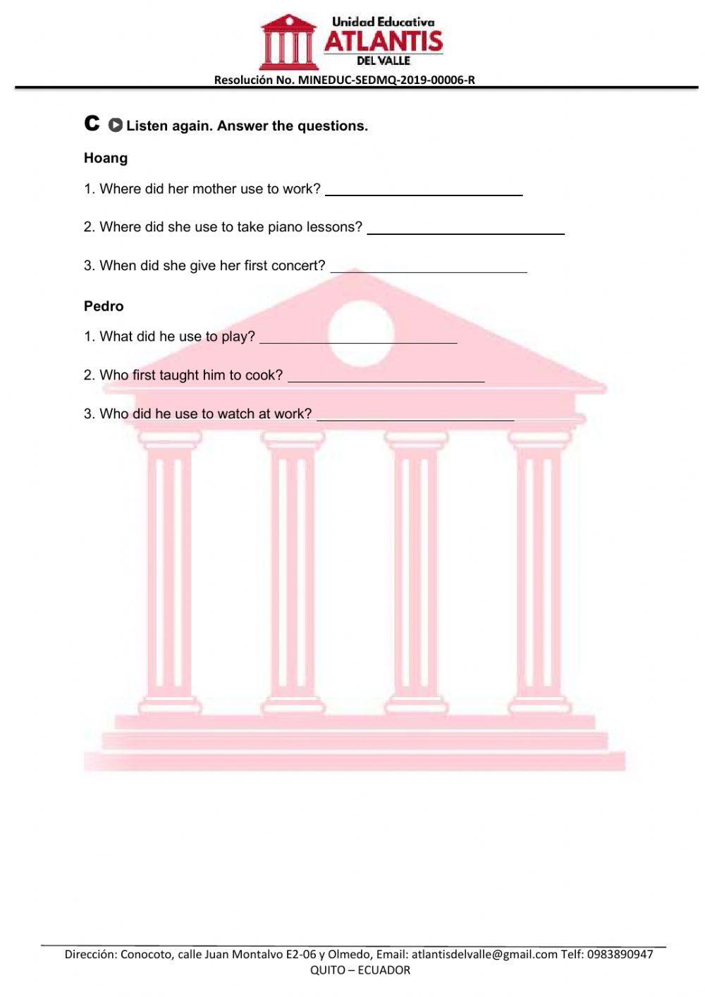 Interchange Listening Worksheet - Unit 1