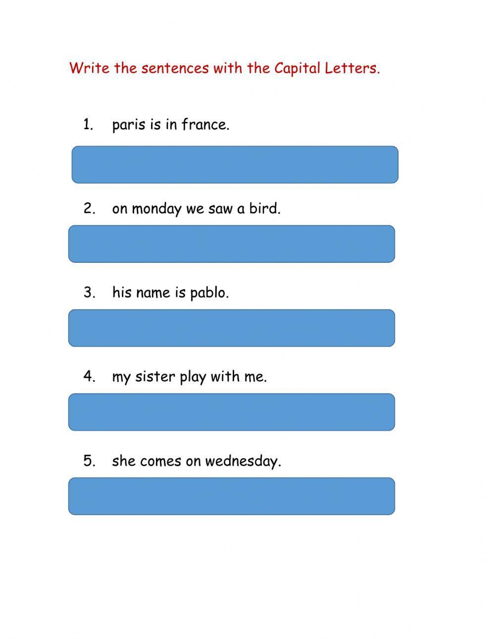 Capitalize interactive worksheet | Live Worksheets