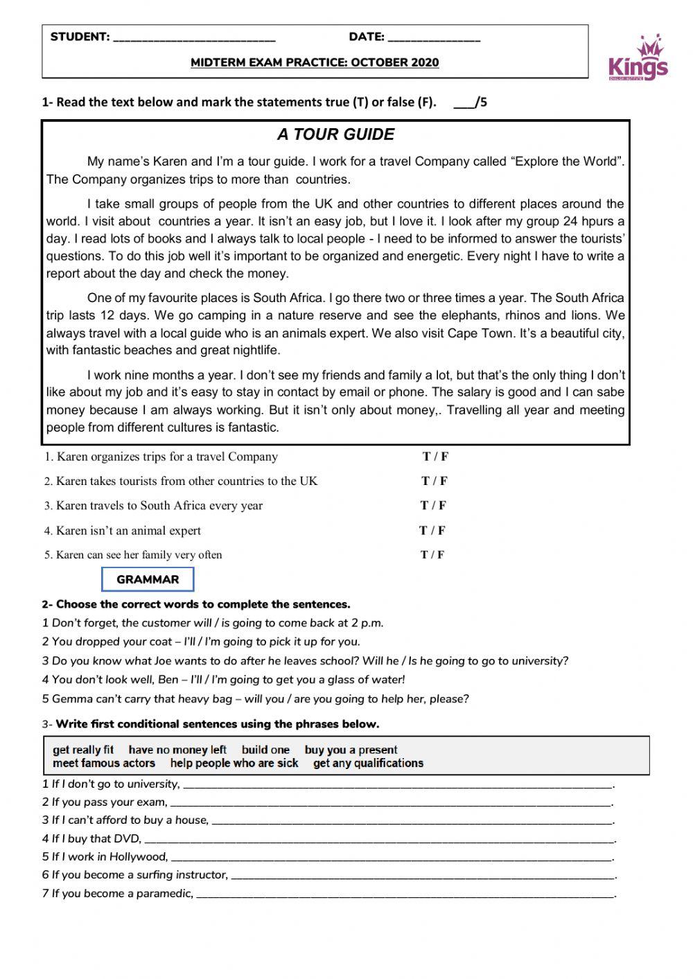 Midterm exam practice kings- october 2020