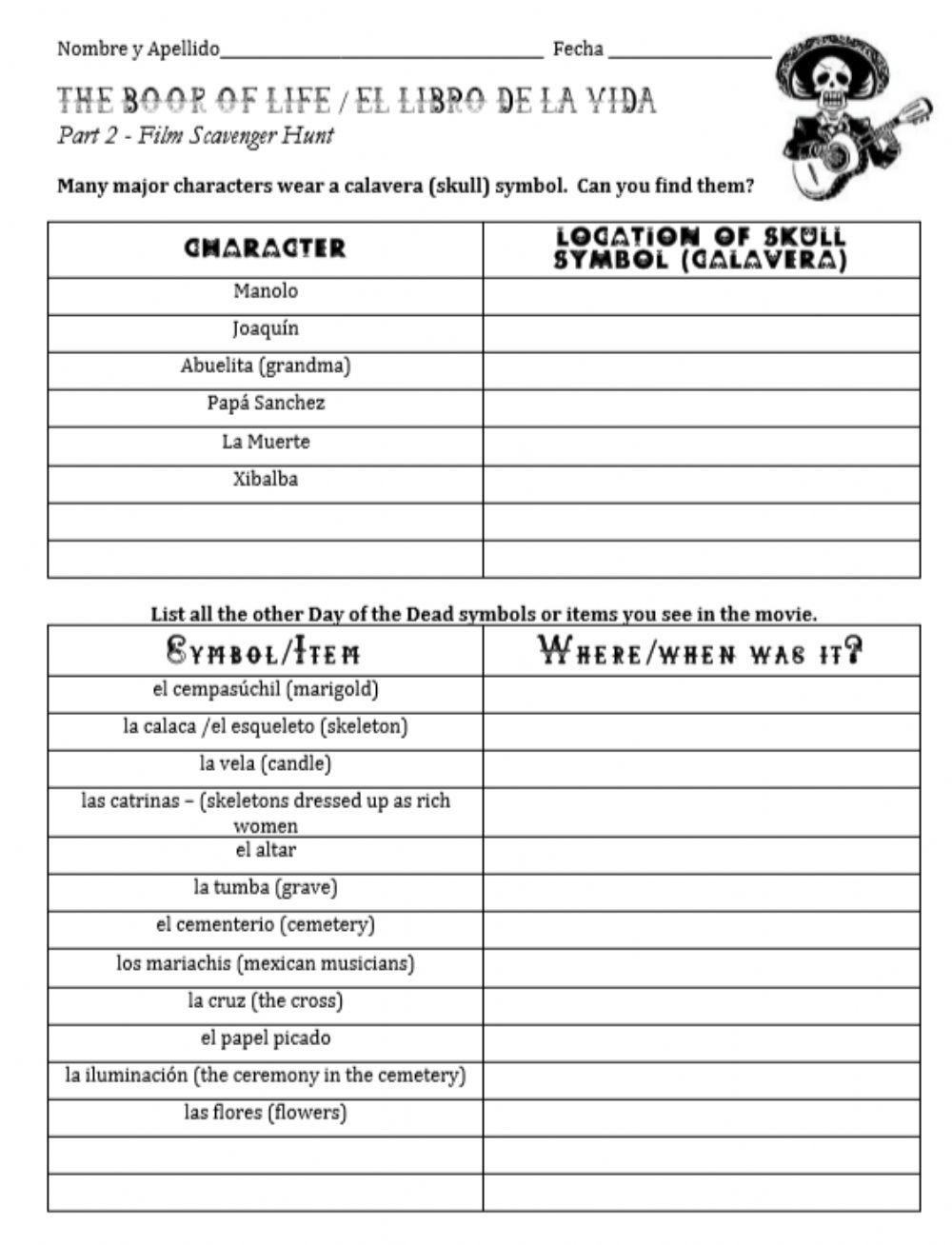 Book of life part III worksheet | Live Worksheets book-of-life-part-iii-worksheet-live-worksheets