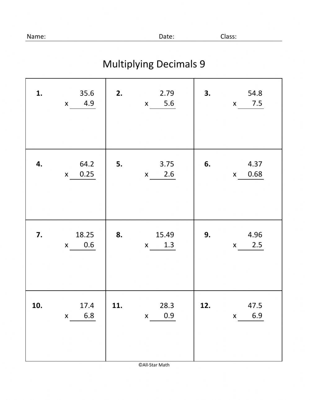 Multiplying Decimals Online Exercise For Live Worksheets Multiplying Decimals Online Exercise For Live Worksheets