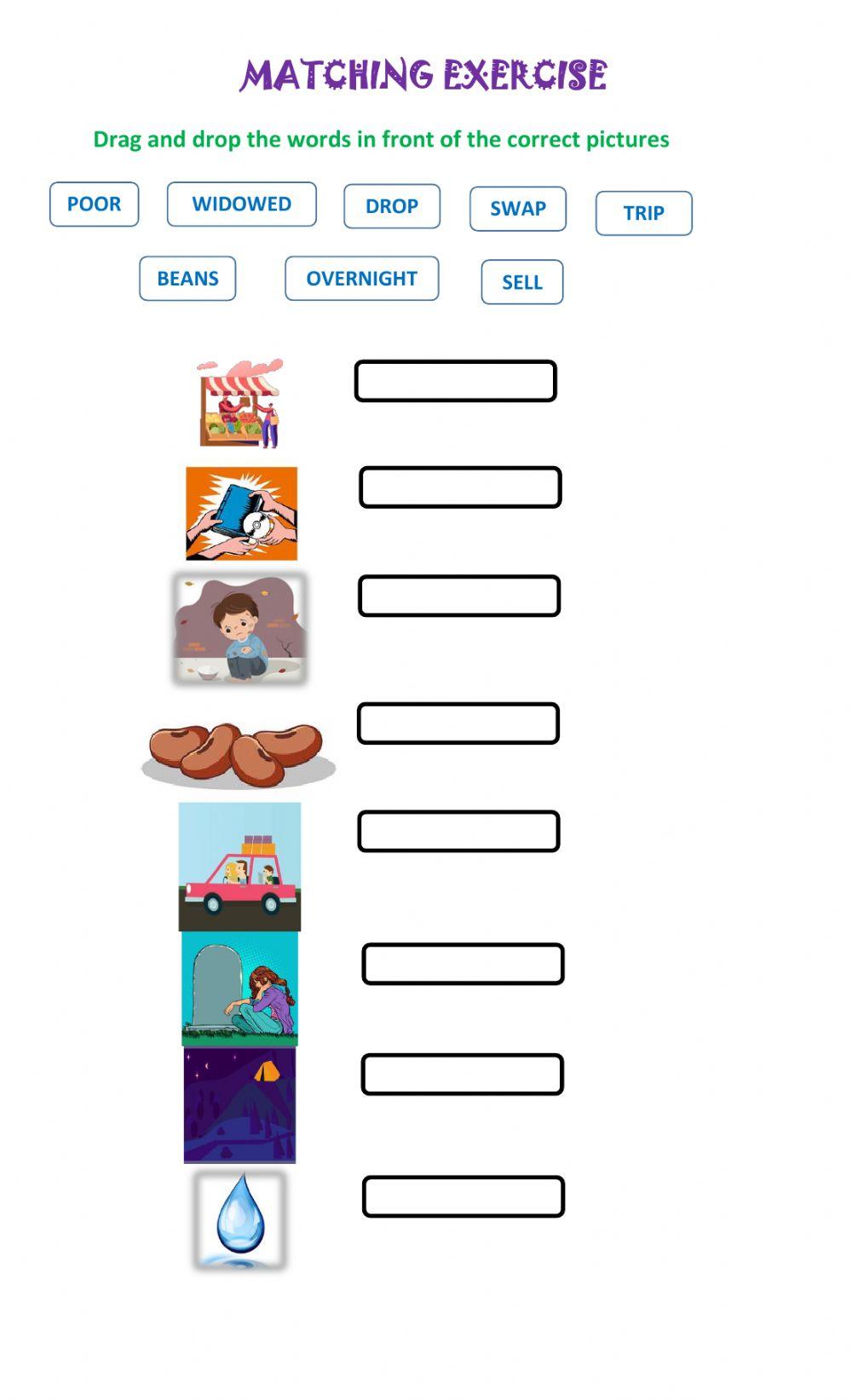 Vocabulary matching worksheet Live Worksheets