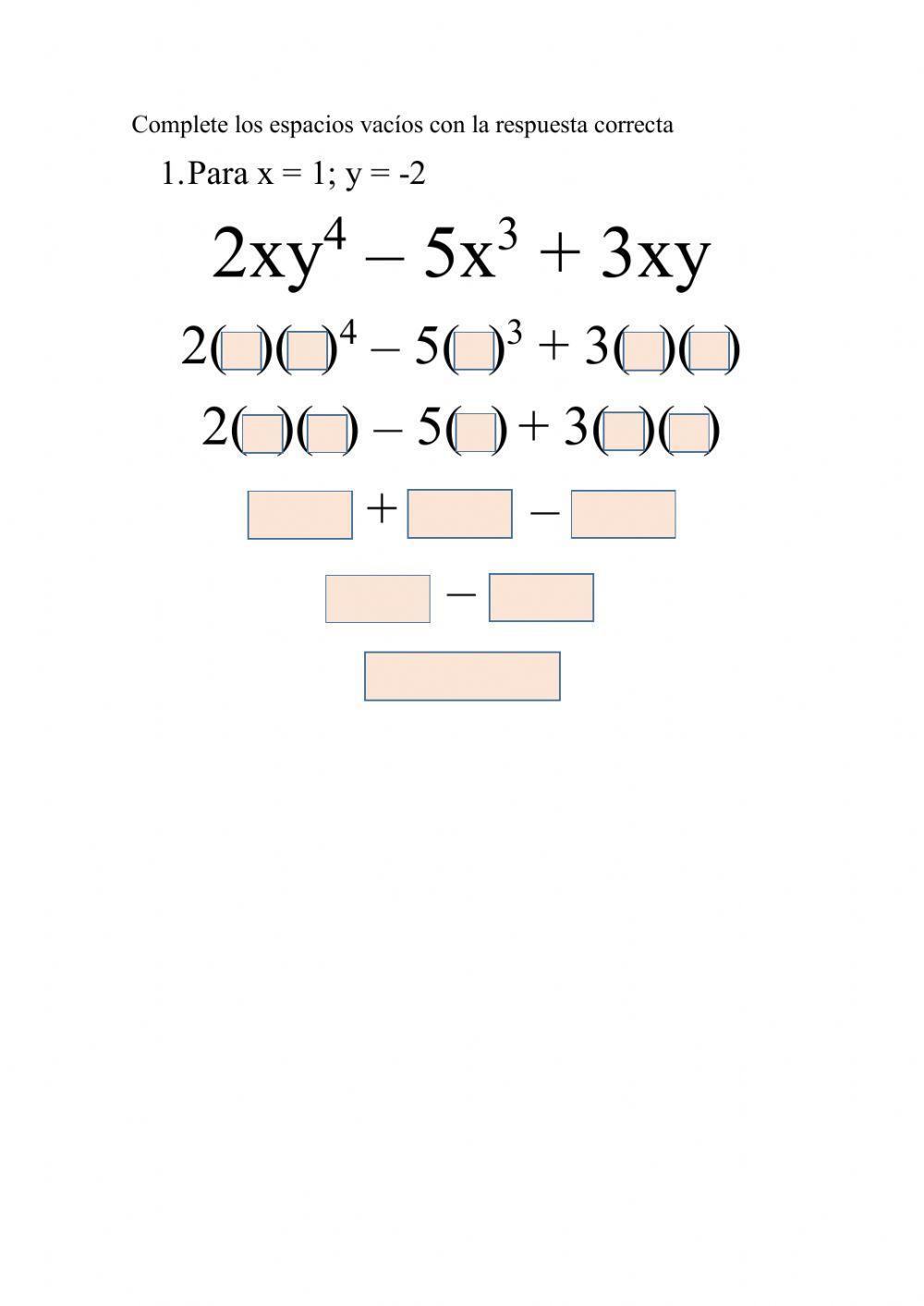 Término, variable, grado y valor numérico de un polinomio