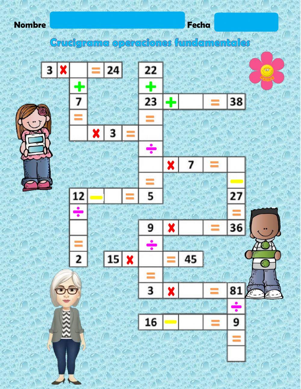 Crucigrama de operaciones fundamentales