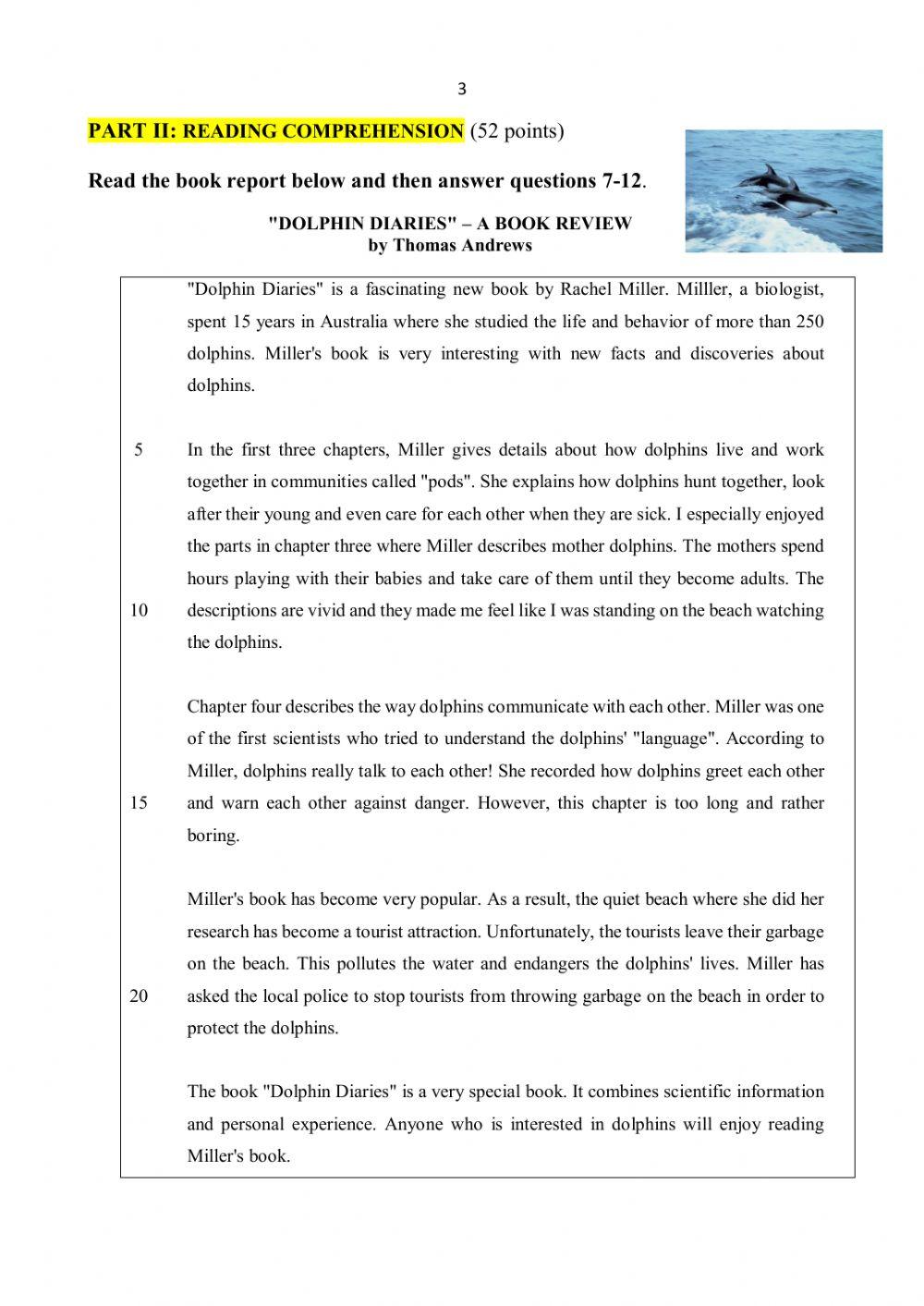 English Test (A) - 9th Grade - First Quarter