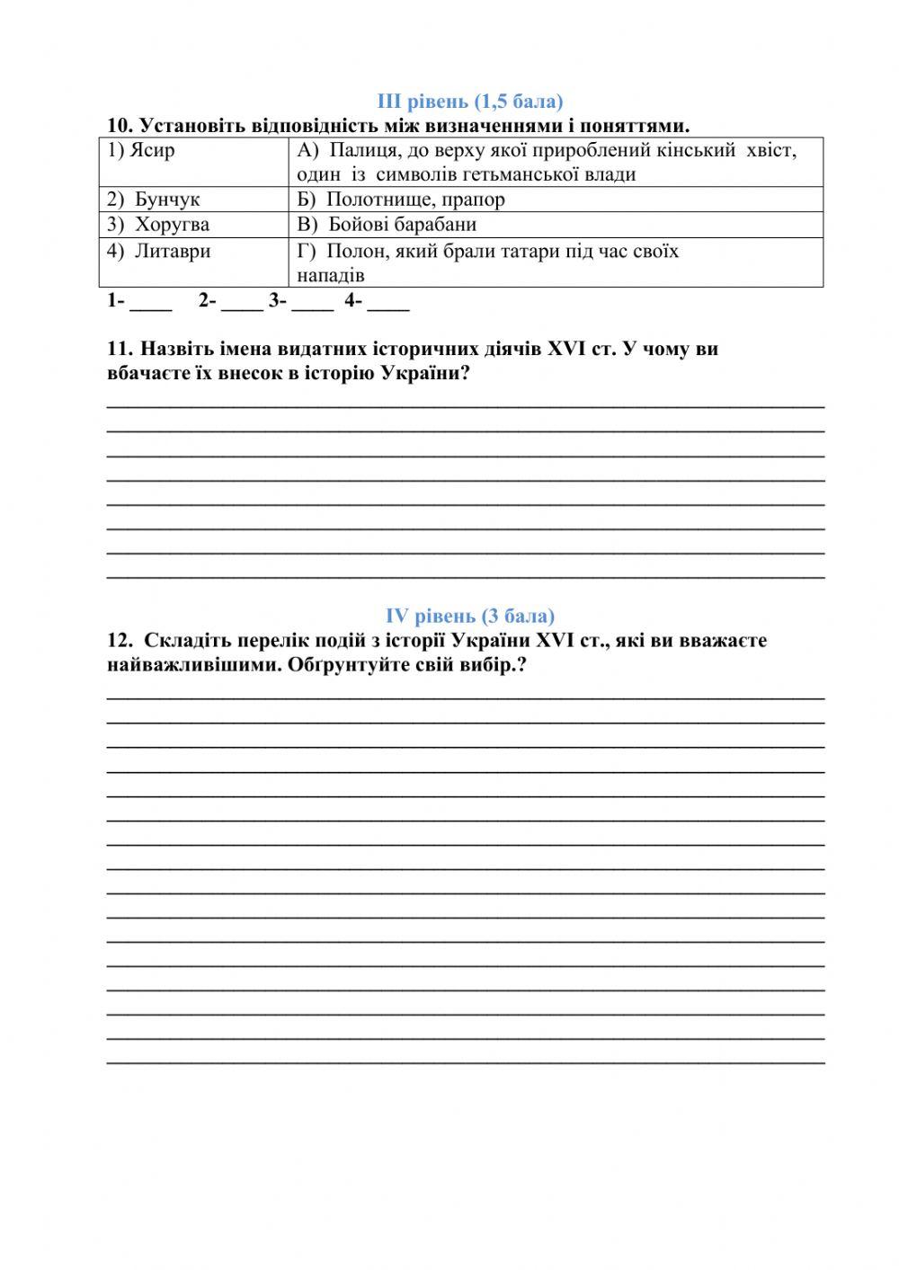 Урок контролю