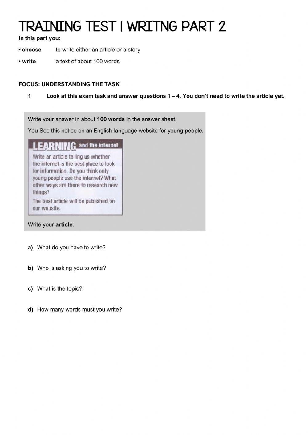 Trainer Writing Part 2