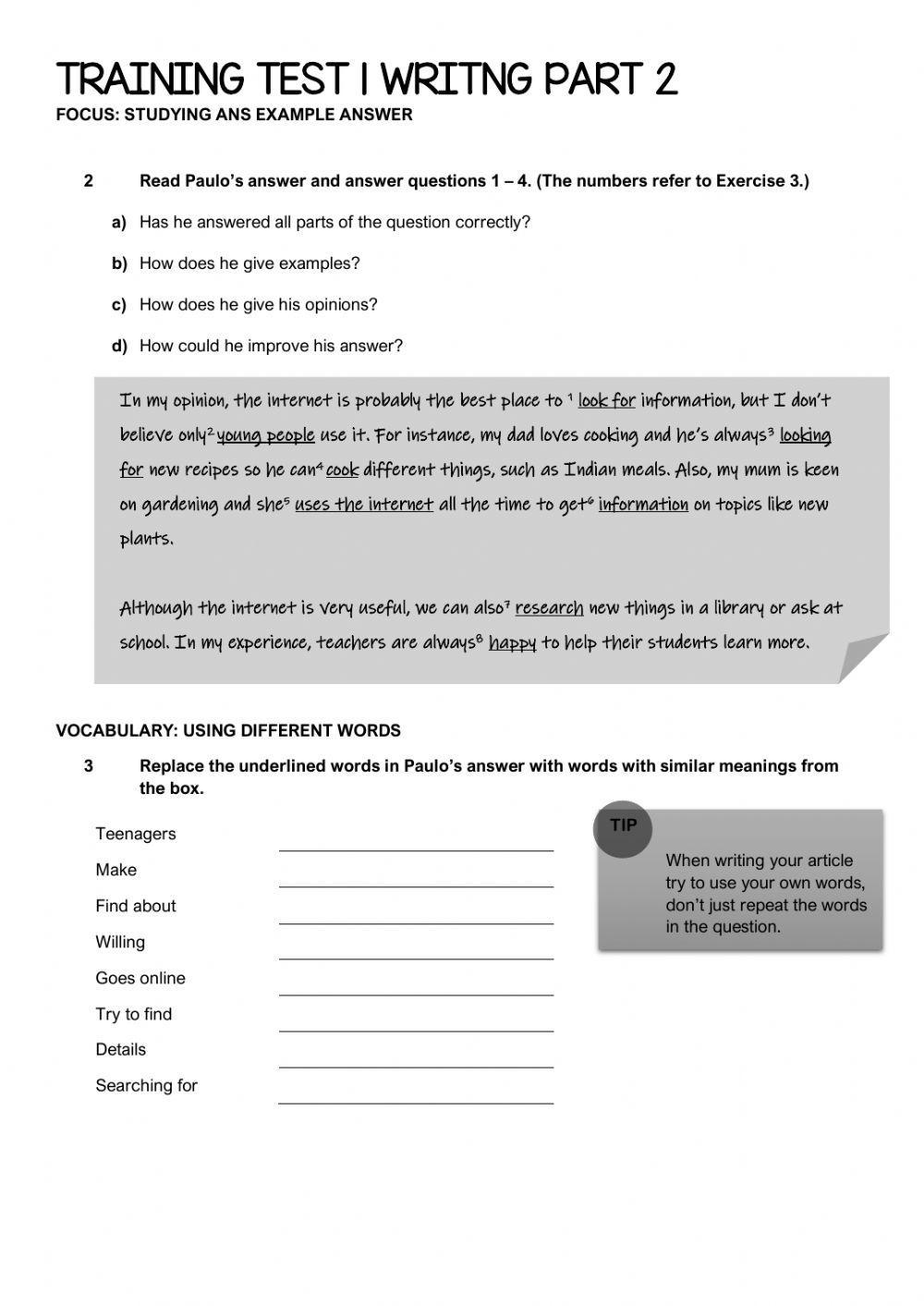 Trainer Writing Part 2