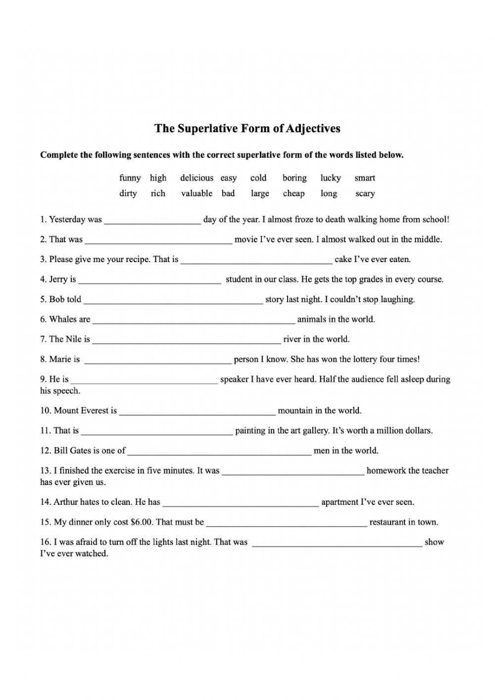 Comparative and Superlative of adjectives