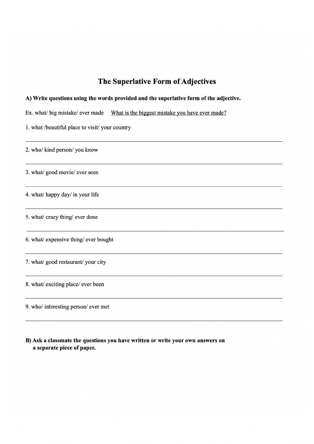 Comparative and Superlative of adjectives
