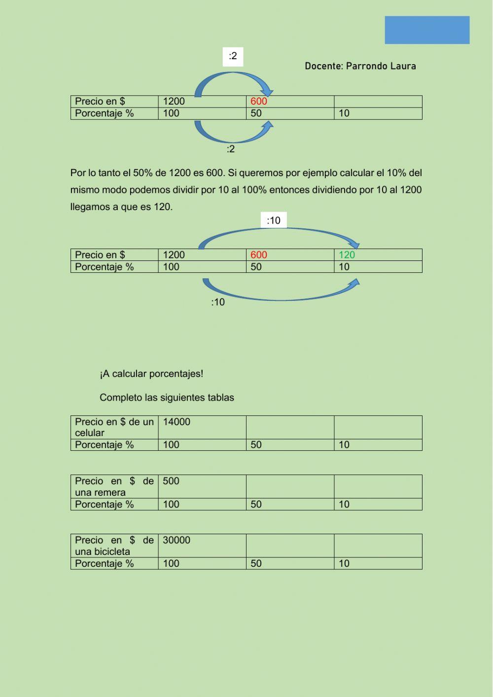 Proporcionalidad y porcentaje