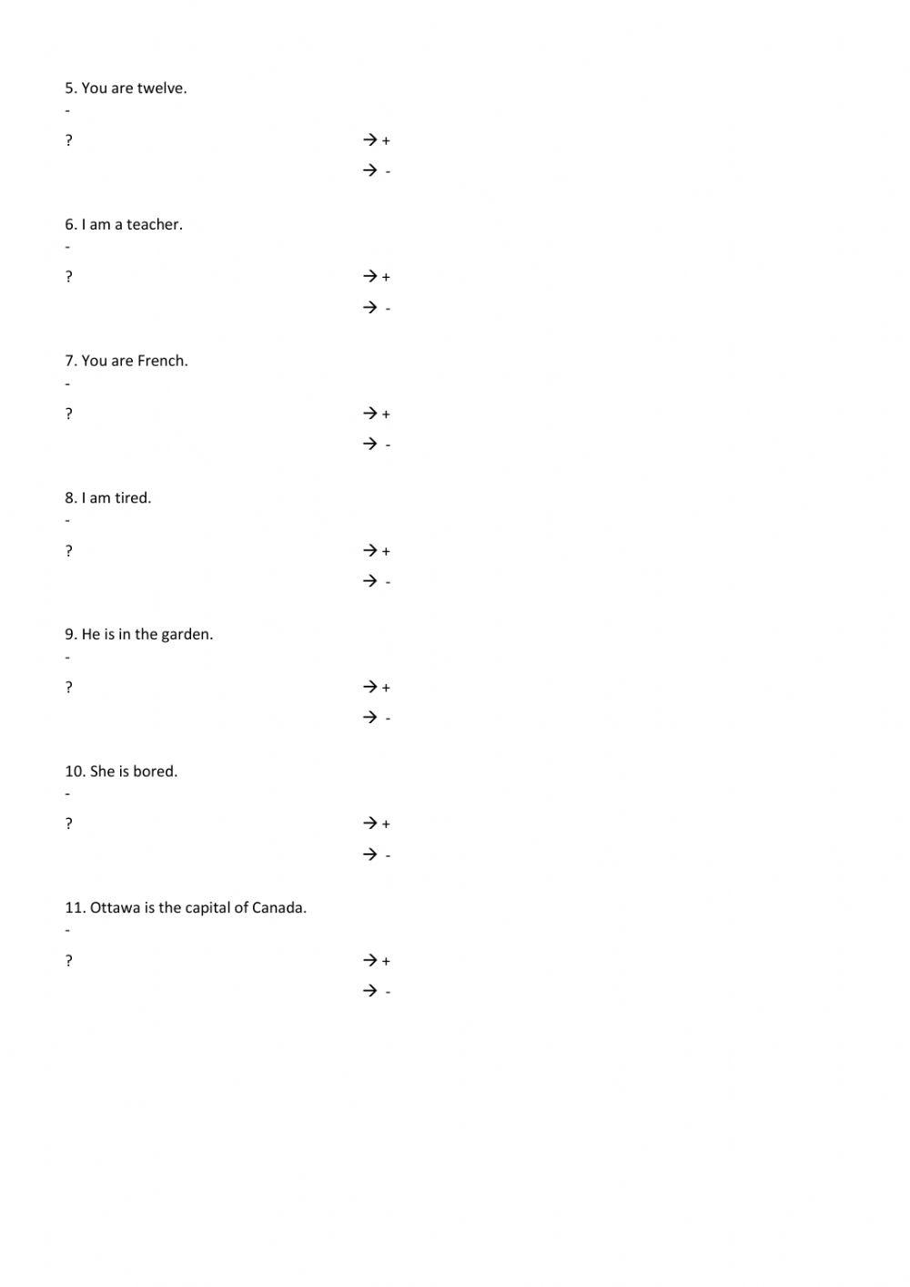 Verb to be-negative,question,short answers