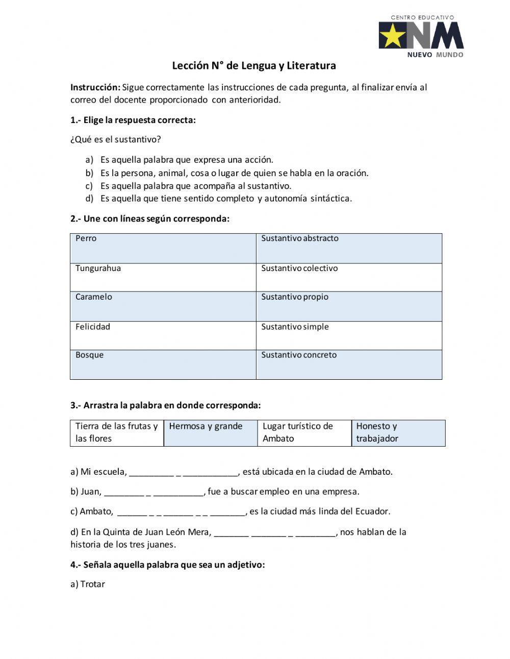 Adjetivos y sustantivos