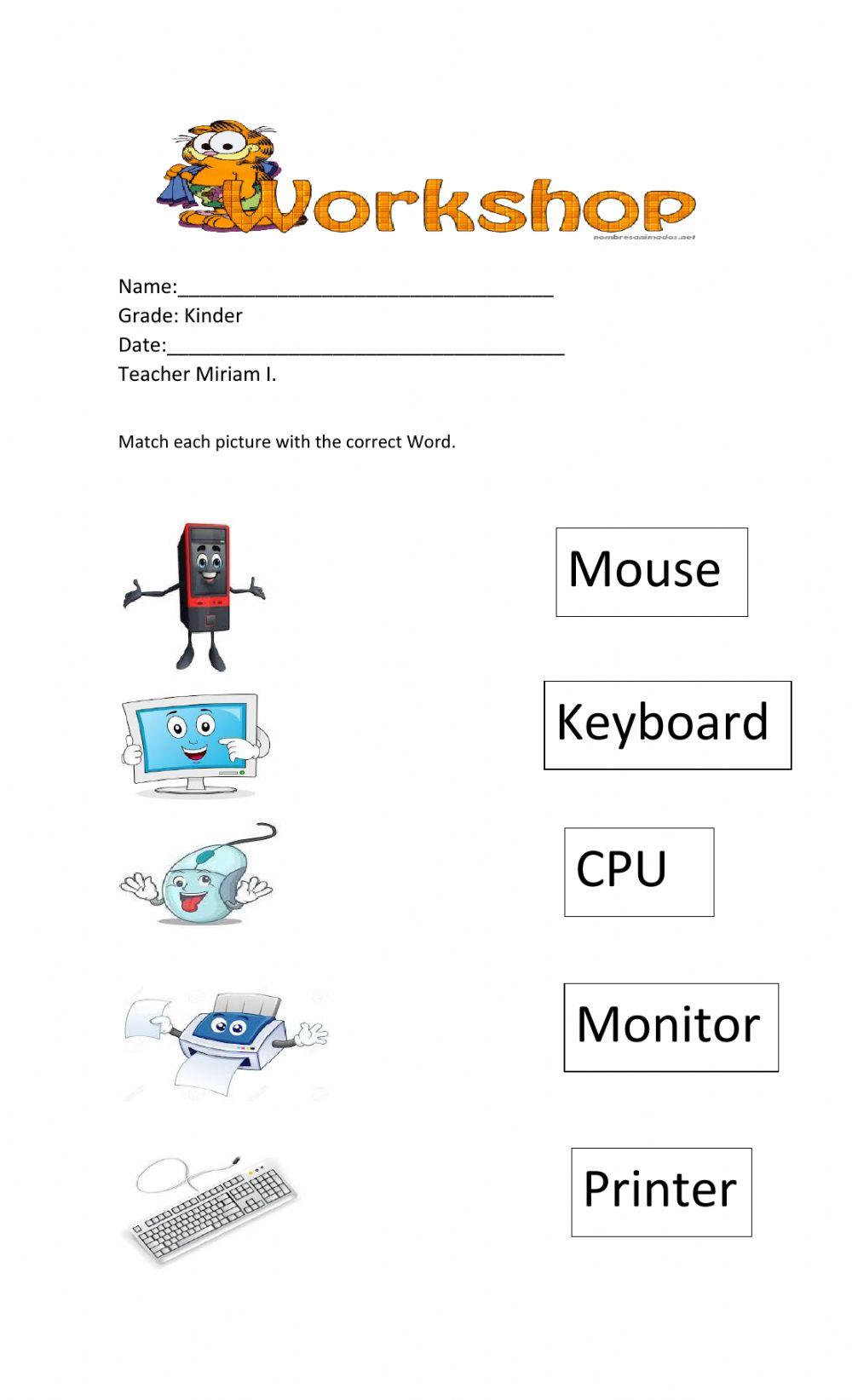 Parts of a computer interactive exercise | Live Worksheets