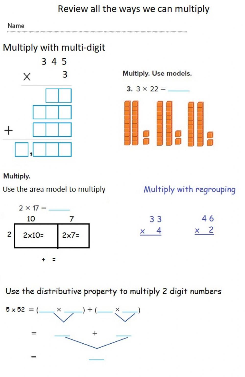 Review the different ways we can multiply numbers