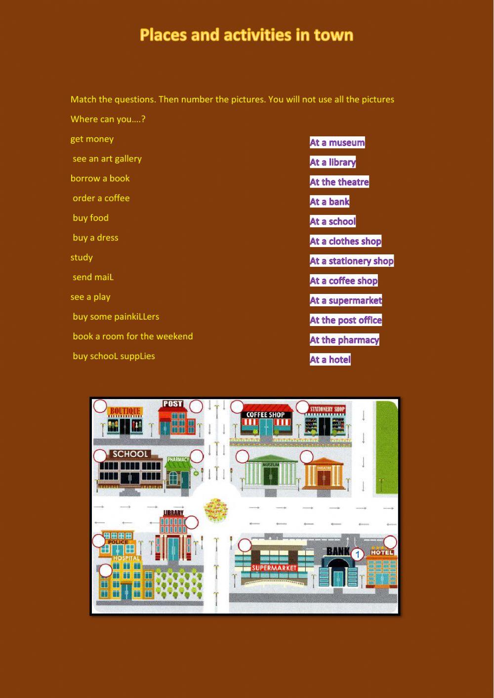 Places and activities in town