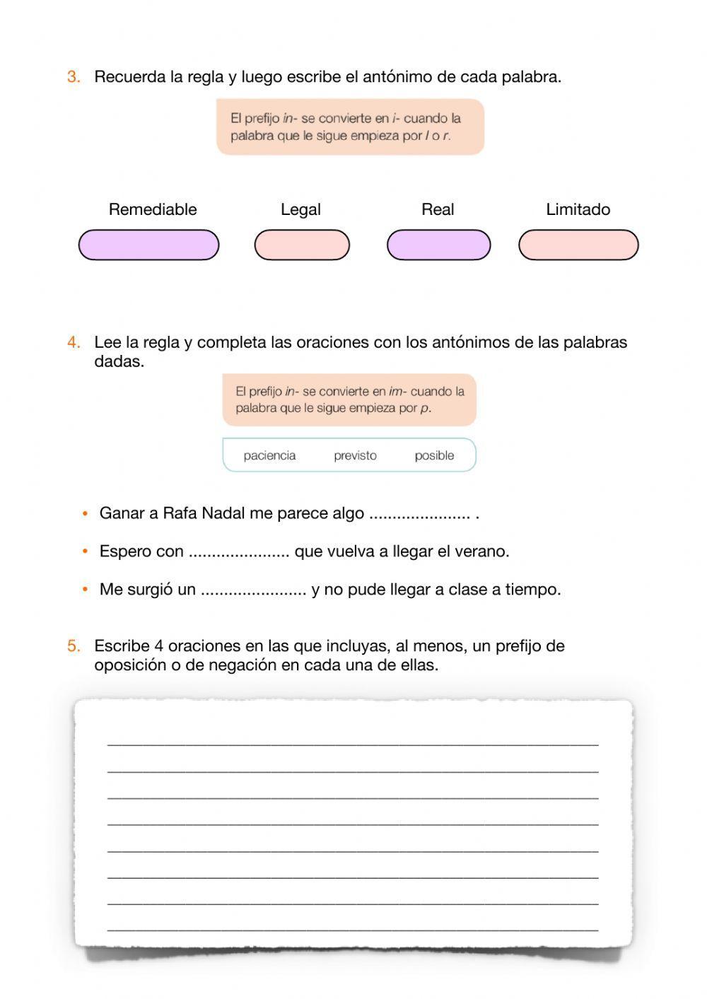 Prefijos de negación y de oposición