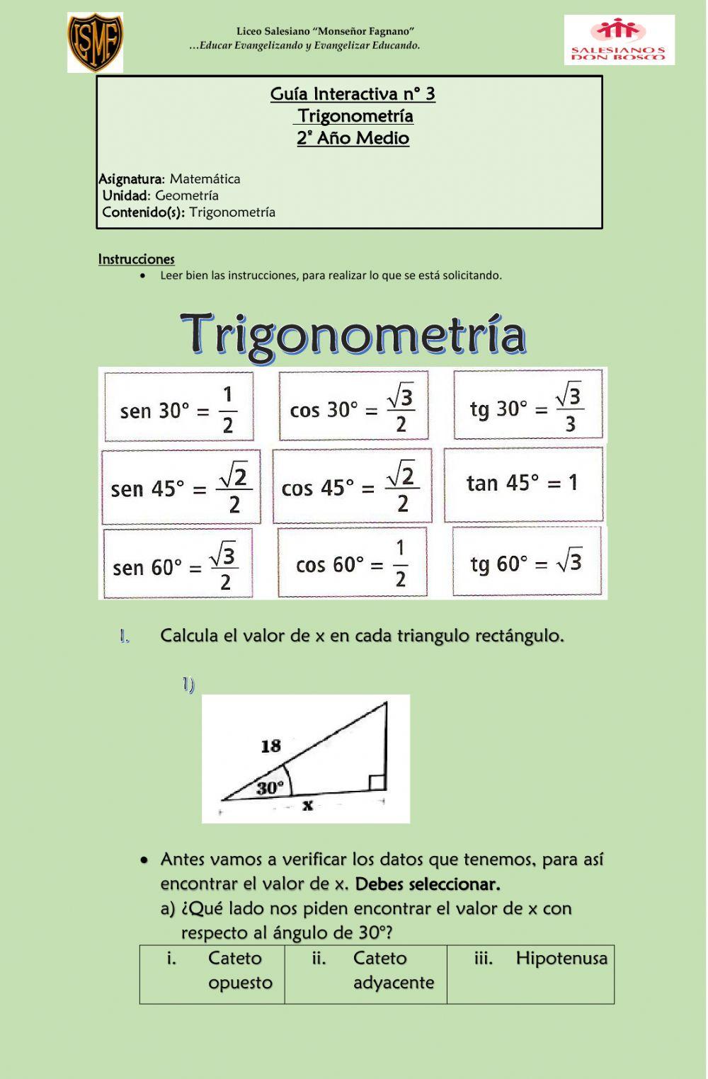 Razones trigonométricas ángulos