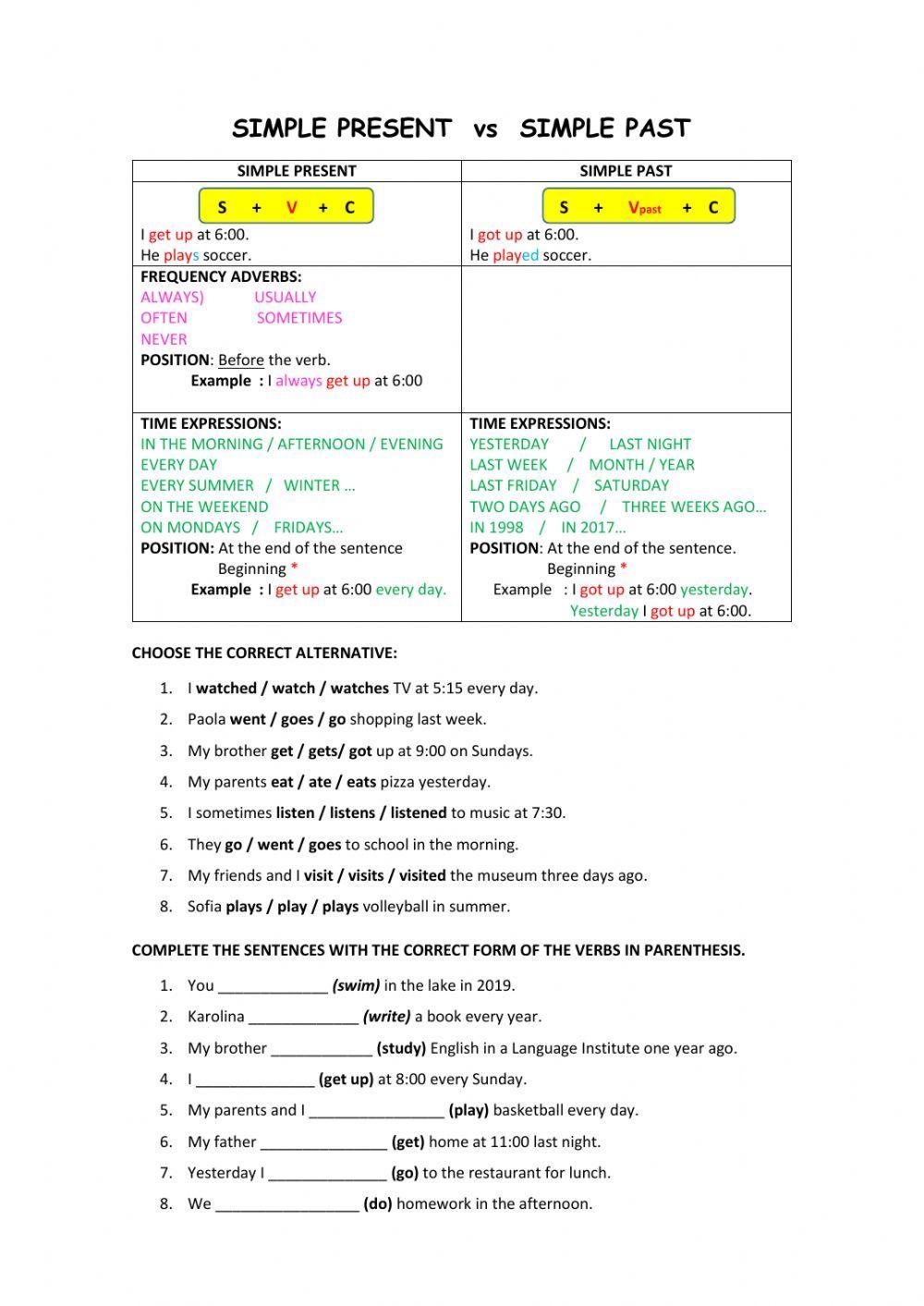 Simple present - simple past