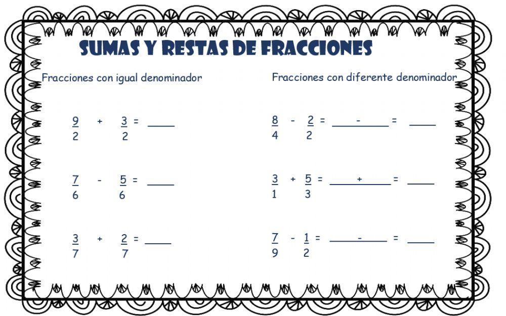 Sumas y restas de fracciones