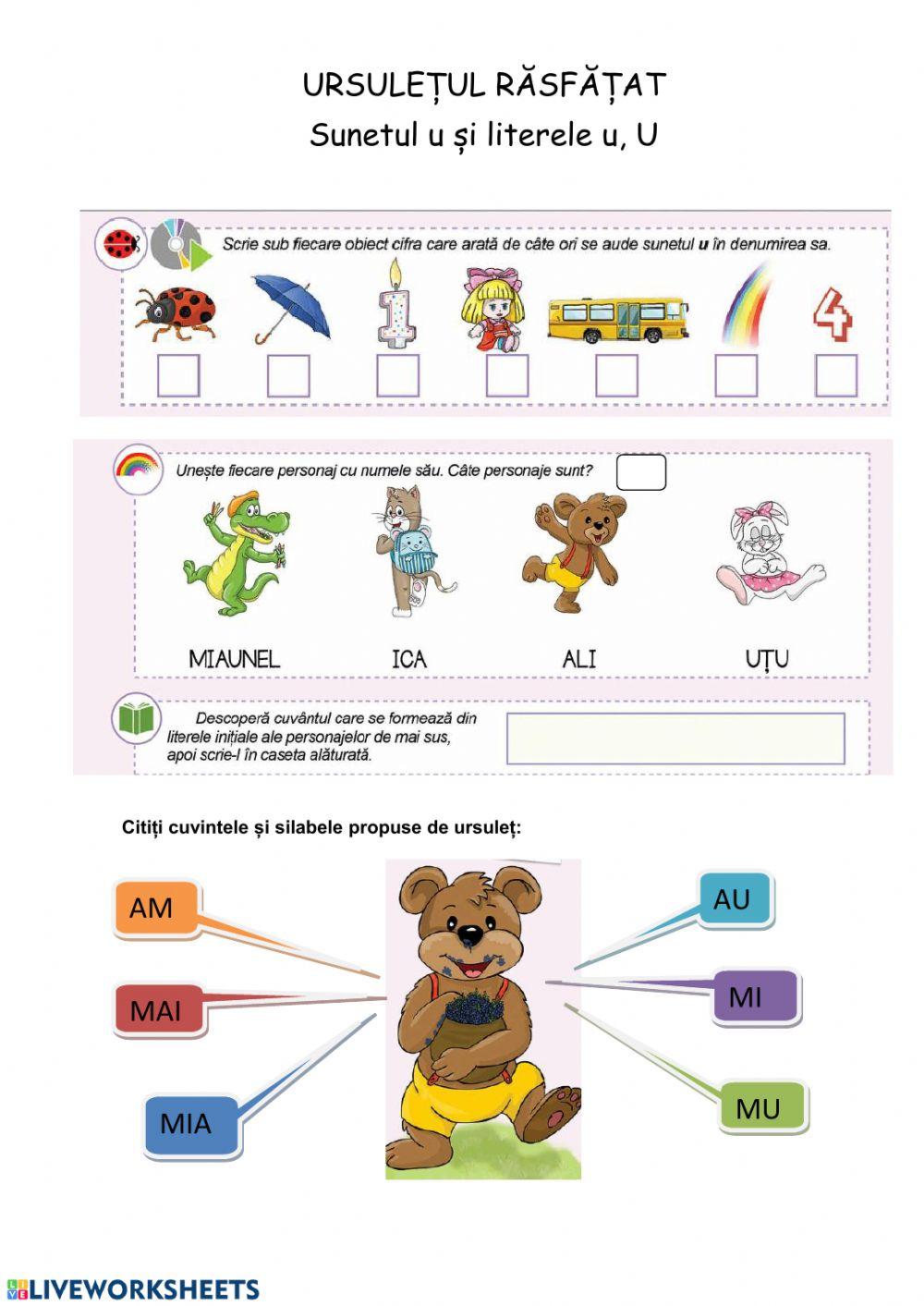 Ursulețul răsfățat. Sunetul și litera U,u