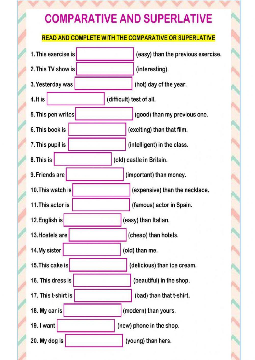 Comparative and superlative