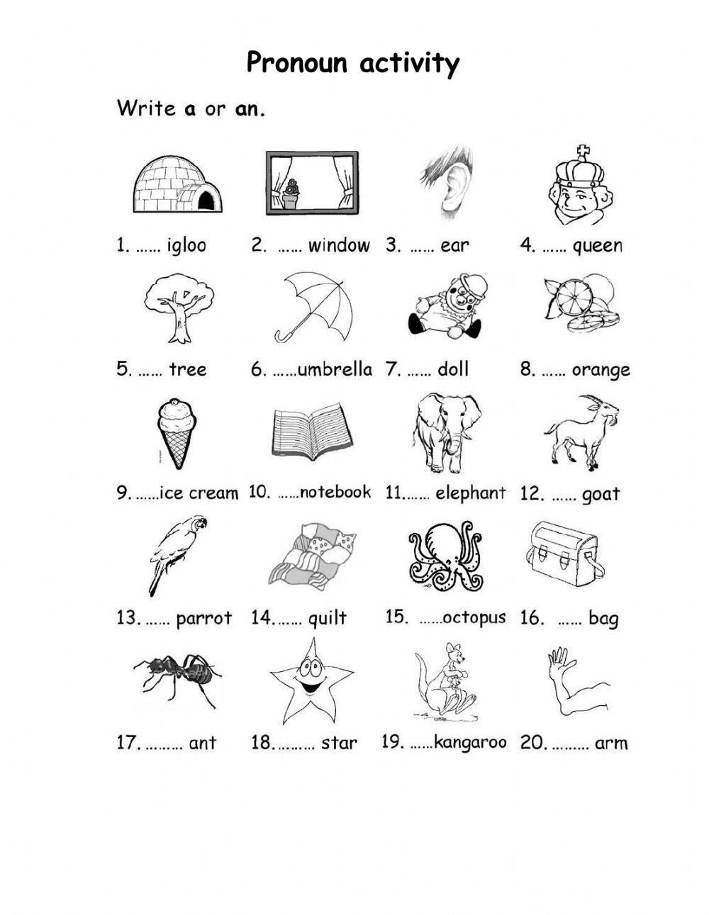 Proposiciones a y an en inglés