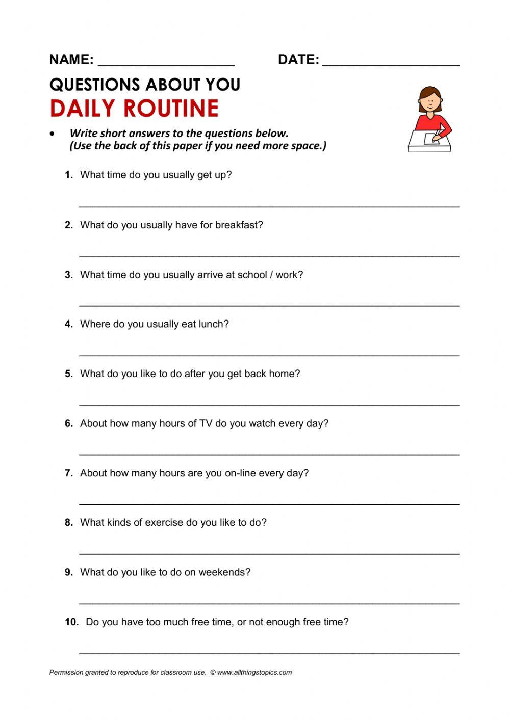 Daily Routine -… | Free Interactive Worksheets | 6151197