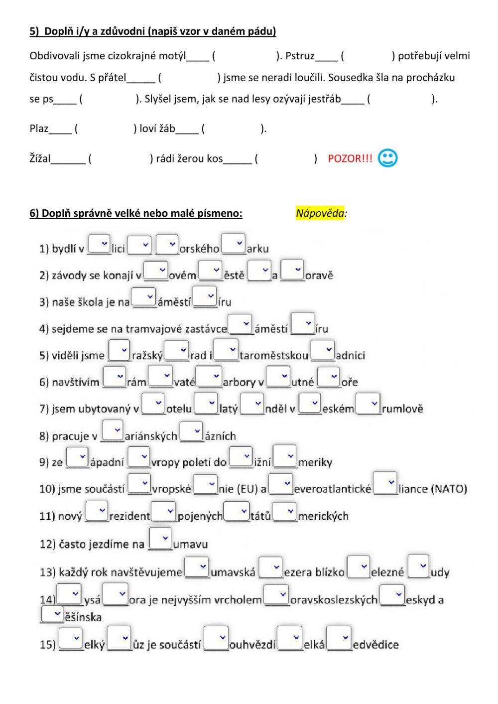 Podstatná jména - opakování