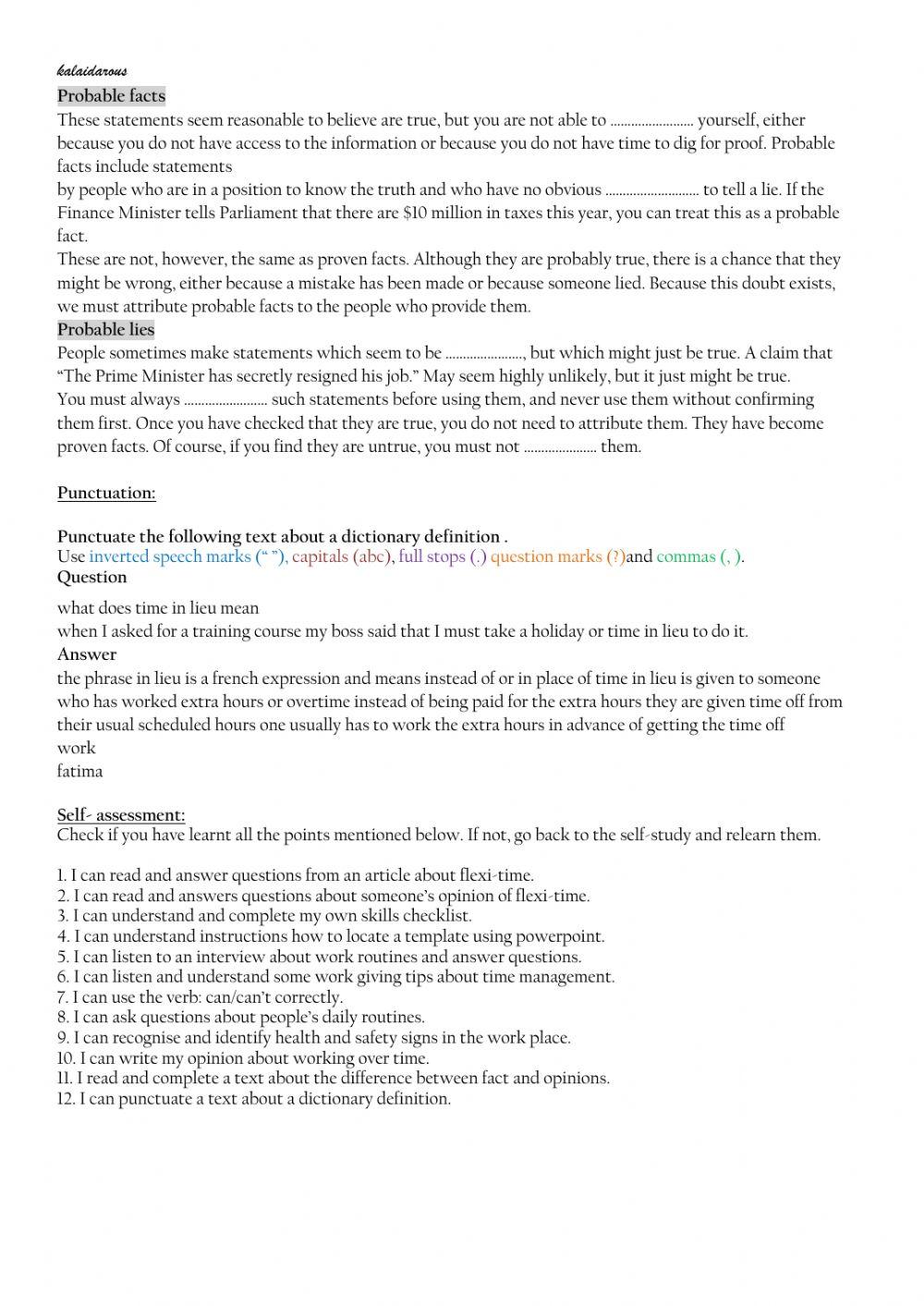 T9: Routine and wok places 2